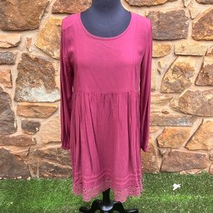 Roxy Maroon Long Sleeve A-Line Dress - Size M